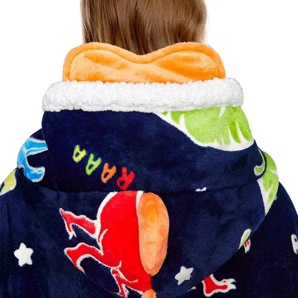 OLAOLA Printed Dinosaur Luminous Wearable Hoodie Animals Onesie Oversized Soft Homwear For Adult