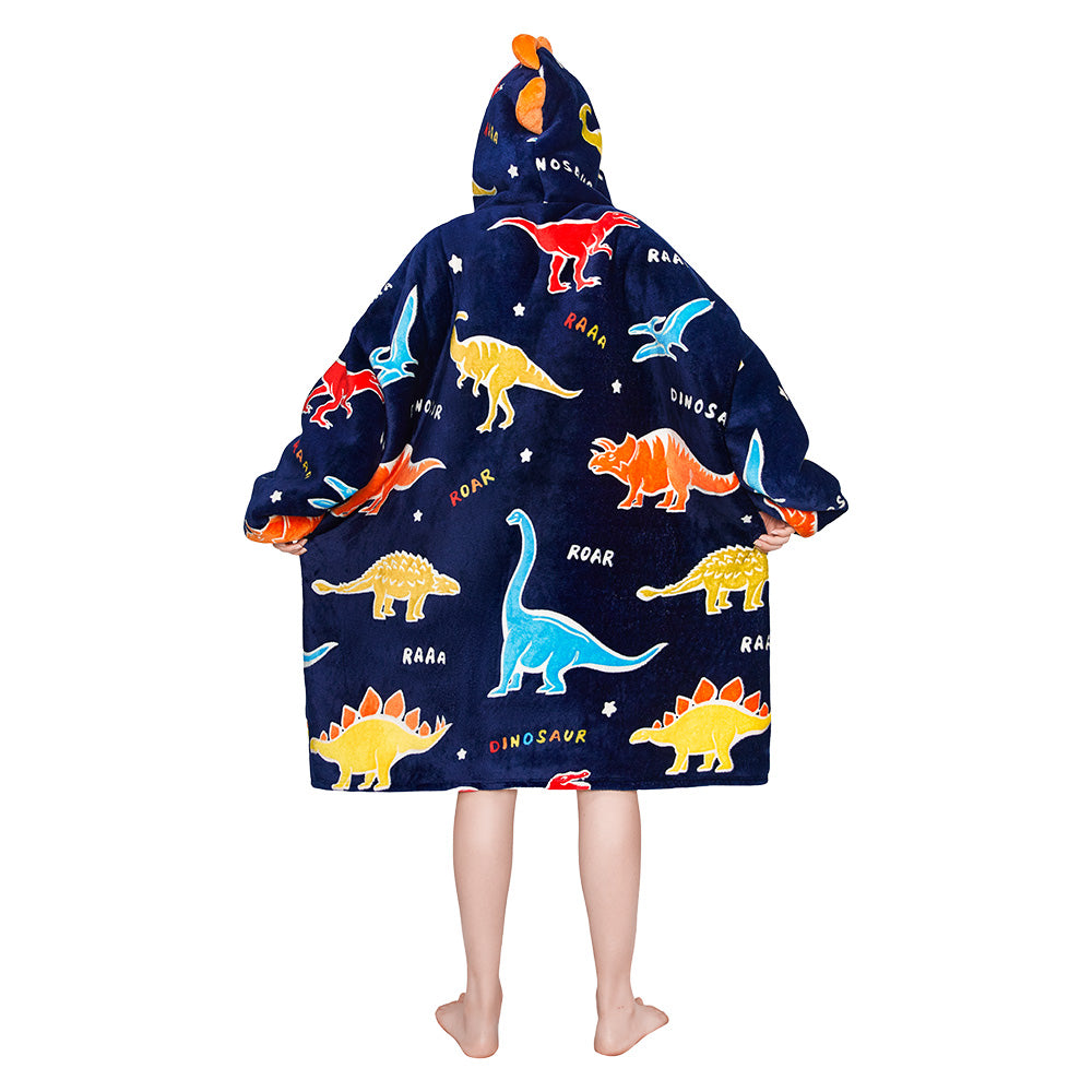 OLAOLA Printed Dinosaur Luminous Wearable Hoodie Animals Onesie Oversized Soft Homwear For Adult