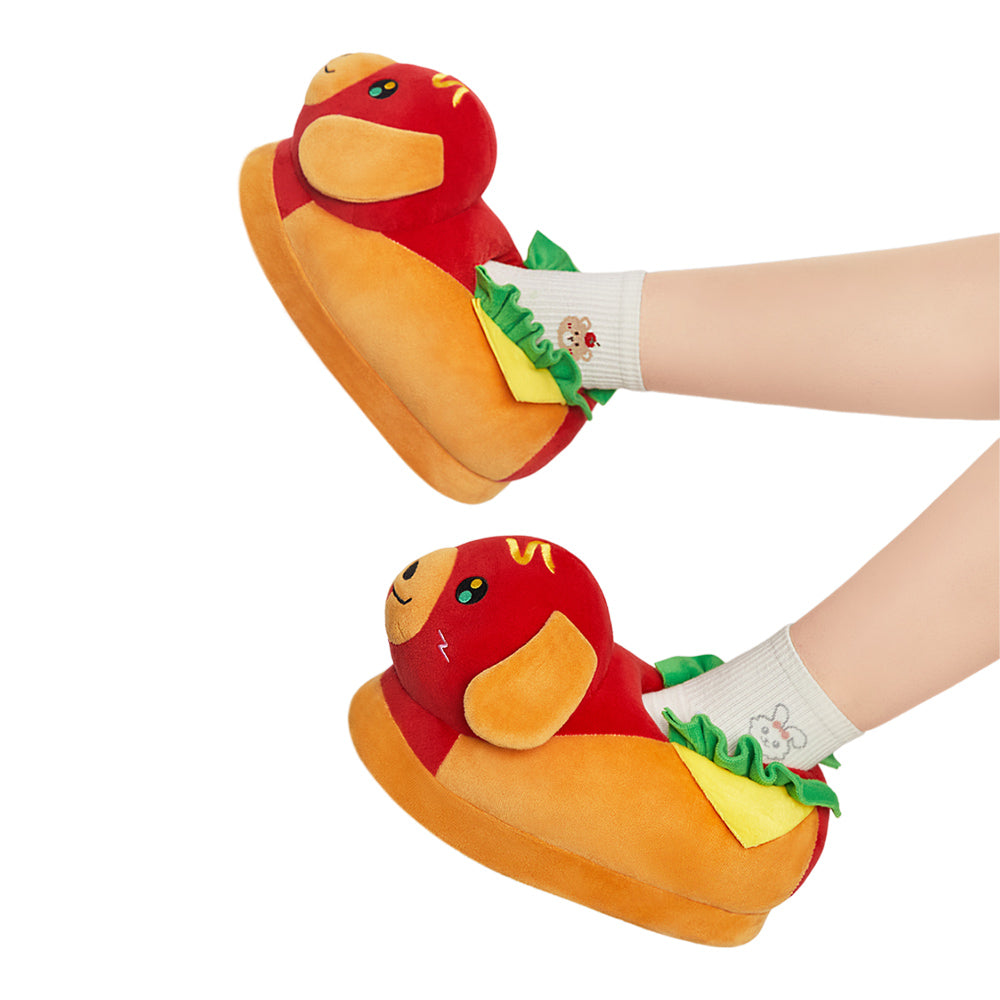 OLAOLA Hot Dog Slippers Warm Plush Animal Indoor Non-slip Home Fluffy Thick Bottom Shoes Gifts For Birthday Christmas