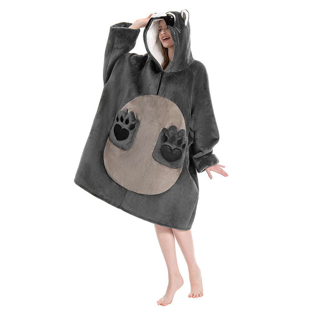 OLAOLA Raccoon Wearable Blanket Hoodie Animals Onesie Oversized Soft Homewear With Pocket For Adult