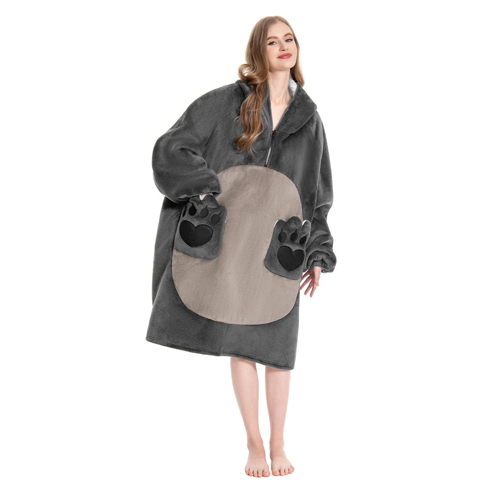OLAOLA Raccoon Wearable Blanket Hoodie Animals Onesie Oversized Soft Homewear With Pocket For Adult