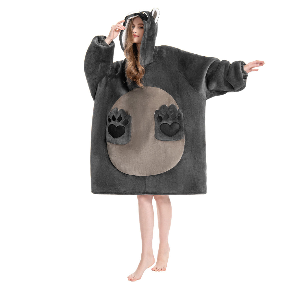 OLAOLA Raccoon Wearable Blanket Hoodie Animals Onesie Oversized Soft Homewear With Pocket For Adult