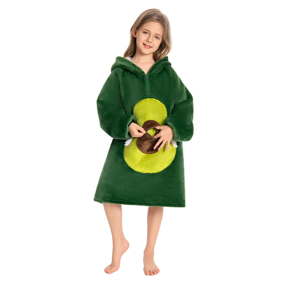 Kids OLAOLA Avocado Wearable Blanket Hoodie Food Onesie Oversized Soft Homewear With Giant Pocket