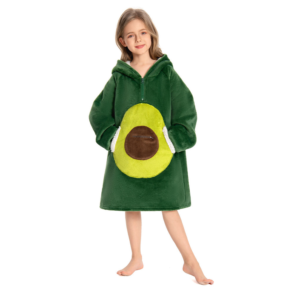 Kids OLAOLA Avocado Wearable Blanket Hoodie Food Onesie Oversized Soft Homewear With Giant Pocket