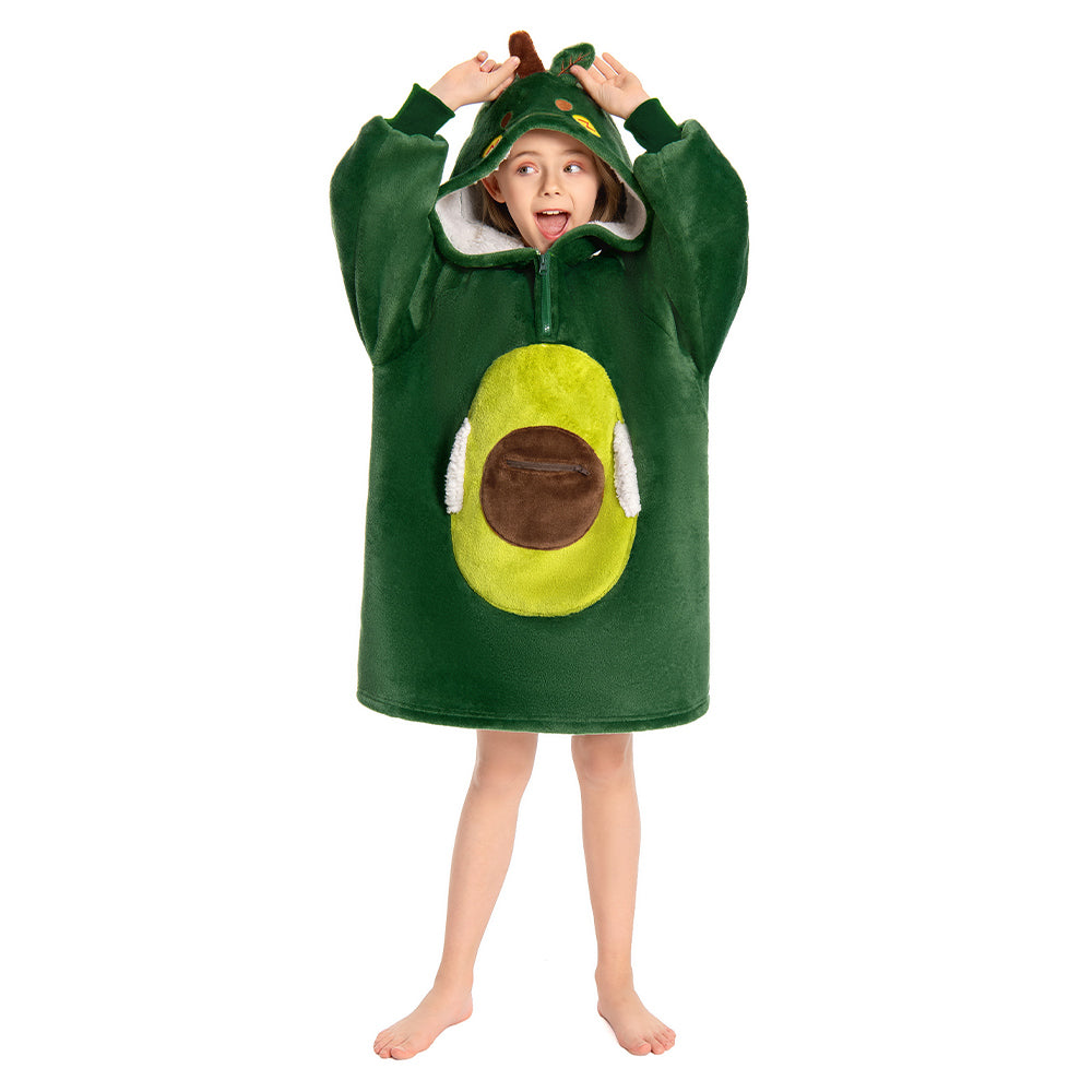 Kids OLAOLA Avocado Wearable Blanket Hoodie Food Onesie Oversized Soft Homewear With Giant Pocket