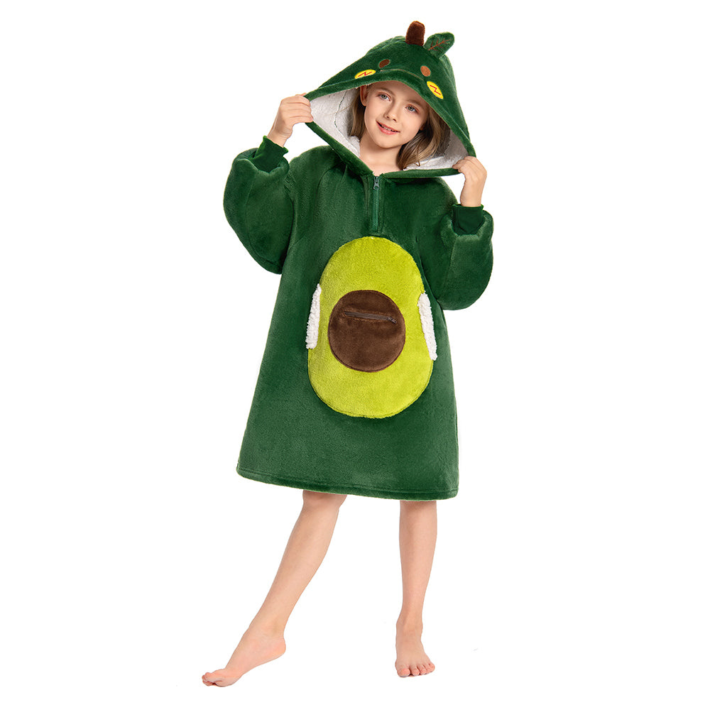 Kids OLAOLA Avocado Wearable Blanket Hoodie Food Onesie Oversized Soft Homewear With Giant Pocket