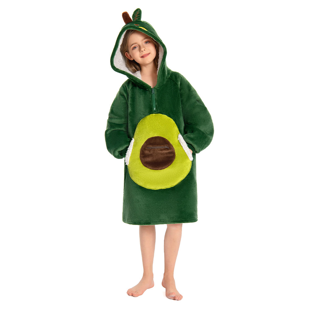 Kids OLAOLA Avocado Wearable Blanket Hoodie Food Onesie Oversized Soft Homewear With Giant Pocket