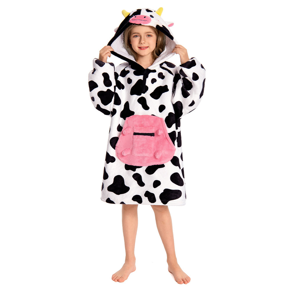 Kids OLAOLA Cow Wearable Blanket Hoodie Animals Onesie Oversized Soft Homewear With Giant Pocket