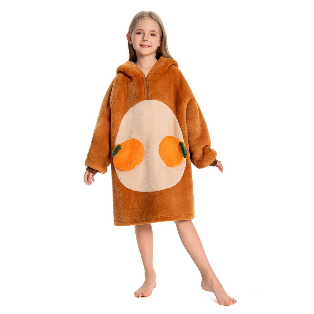Kids OLAOLA Capybara Wearable Blanket Hoodie Oversized Animal Onesie Hooded Blanket Soft Warm Cozy Sherpa Fleece Sweatshirt
