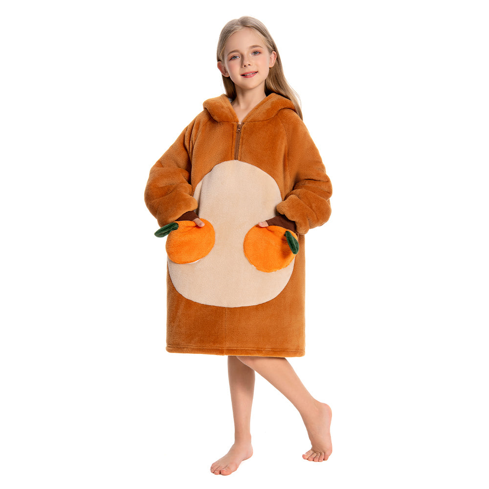 Kids OLAOLA Capybara Wearable Blanket Hoodie Oversized Animal Onesie Hooded Blanket Soft Warm Cozy Sherpa Fleece Sweatshirt