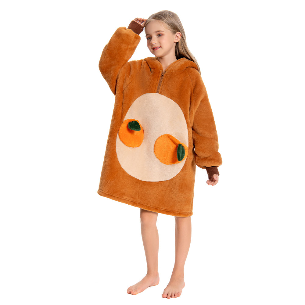 Kids OLAOLA Capybara Wearable Blanket Hoodie Oversized Animal Onesie Hooded Blanket Soft Warm Cozy Sherpa Fleece Sweatshirt