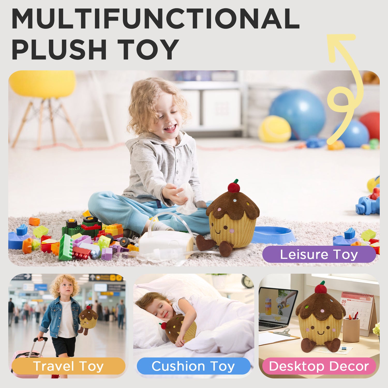 22CM OLAOLA Cherry Cake Plush Toys Soft Kawaii Food Plushie Pillow Hugging Toys Gifts For Kids