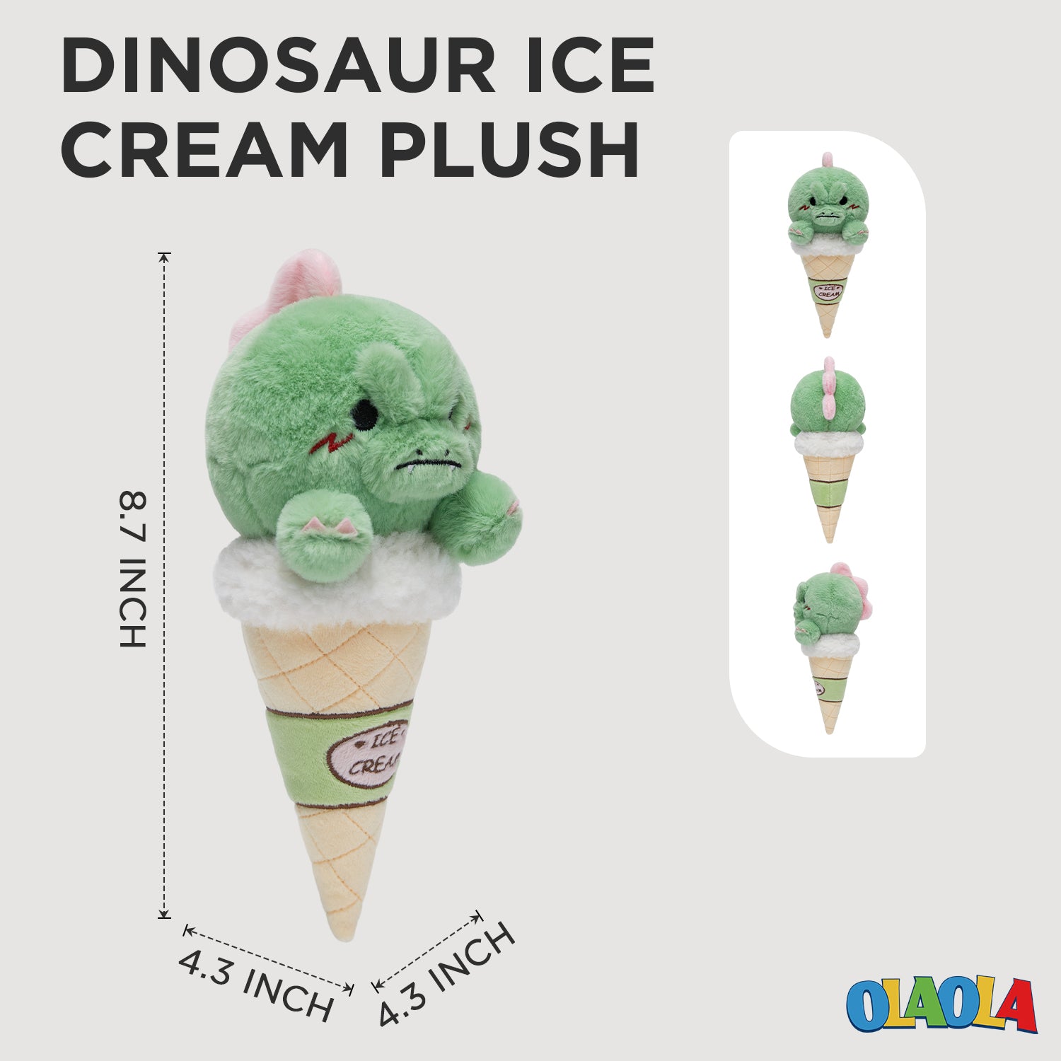 22CM OLAOLA Dinosaur Ice Cream Cosplay Plush Toys Cartoon Soft Stuffed Dolls Mascot Birthday Xmas Gift