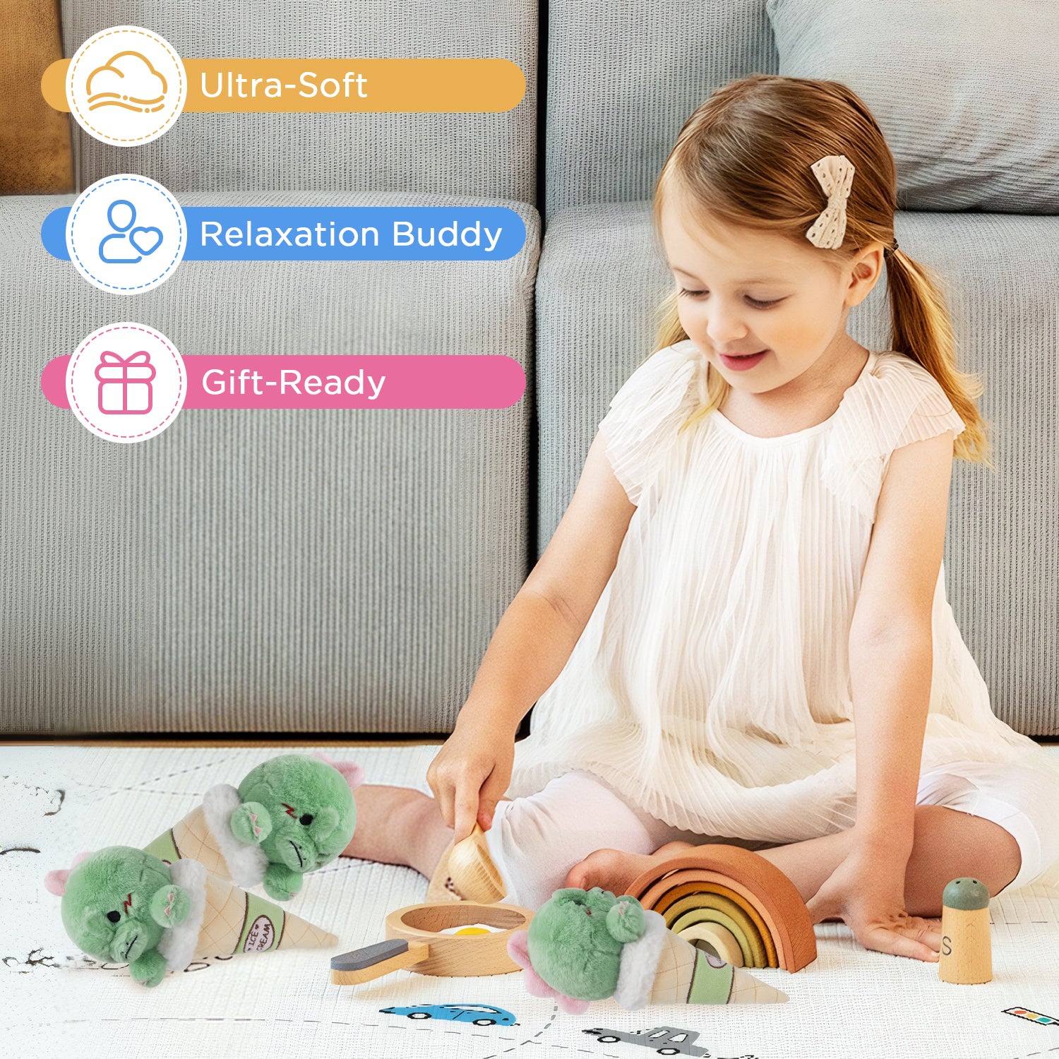 22CM OLAOLA Dinosaur Ice Cream Cosplay Plush Toys Cartoon Soft Stuffed Dolls Mascot Birthday Xmas Gift