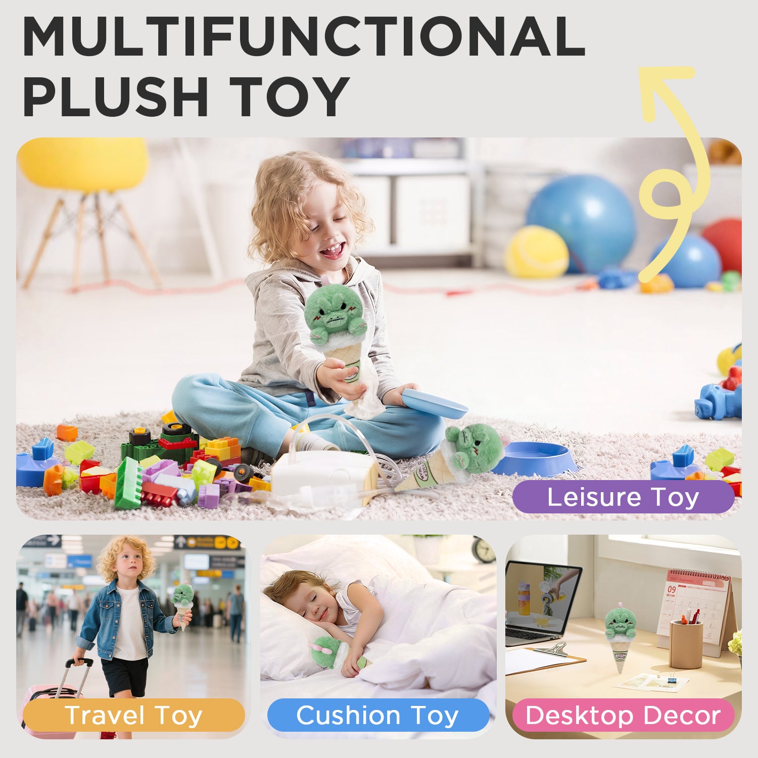 22CM OLAOLA Dinosaur Ice Cream Cosplay Plush Toys Cartoon Soft Stuffed Dolls Mascot Birthday Xmas Gift