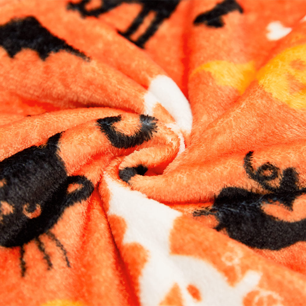 OLAOLA Printed Cat Pumpkin Fuzzy Plush Pajama Pants Drawstring Elastic Waist Wide Leg Lounge Pants Halloween Animals Onesie
