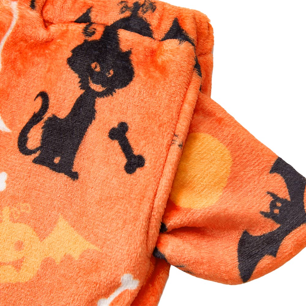 OLAOLA Printed Cat Pumpkin Fuzzy Plush Pajama Pants Drawstring Elastic Waist Wide Leg Lounge Pants Halloween Animals Onesie