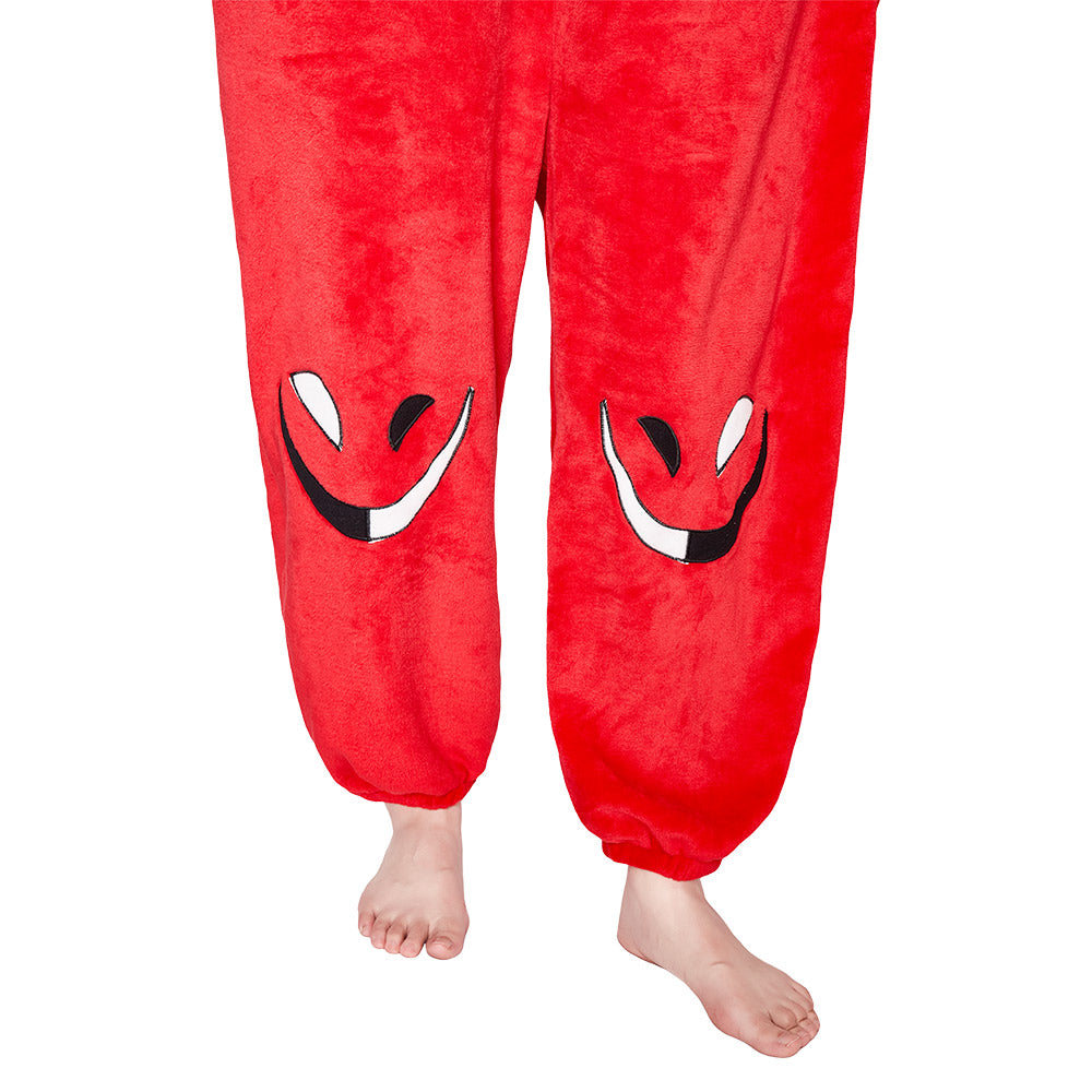 OLAOLA Red Devil Pajamas Animals Onesie Plush Warm Home One Piece Homewear For Adult Halloween Sleepwear Party
