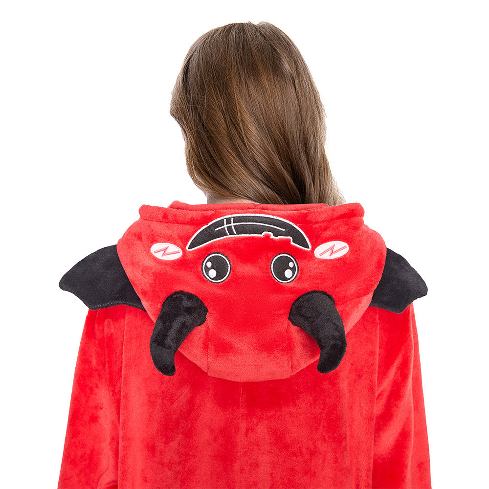 OLAOLA Red Devil Pajamas Animals Onesie Plush Warm Home One Piece Homewear For Adult Halloween Sleepwear Party