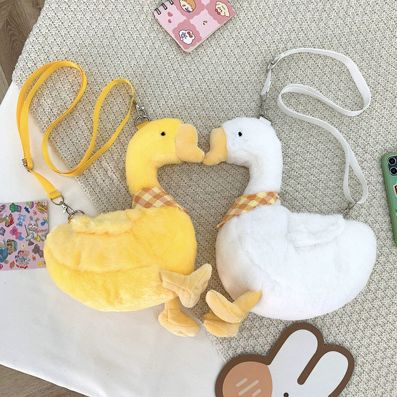 27CM Big Goose Plush Bag With Adjustable Strap Crossbody Bag Fluffy Chicken Animal Design Funny Gift For Women Girls