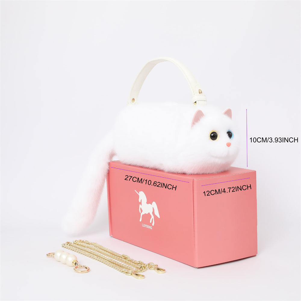 27CM Cute Black Cat Plush Shoulder Bag Kitty Shaped Crossbody Handbag Spacious Design Presents For Cat Lovers