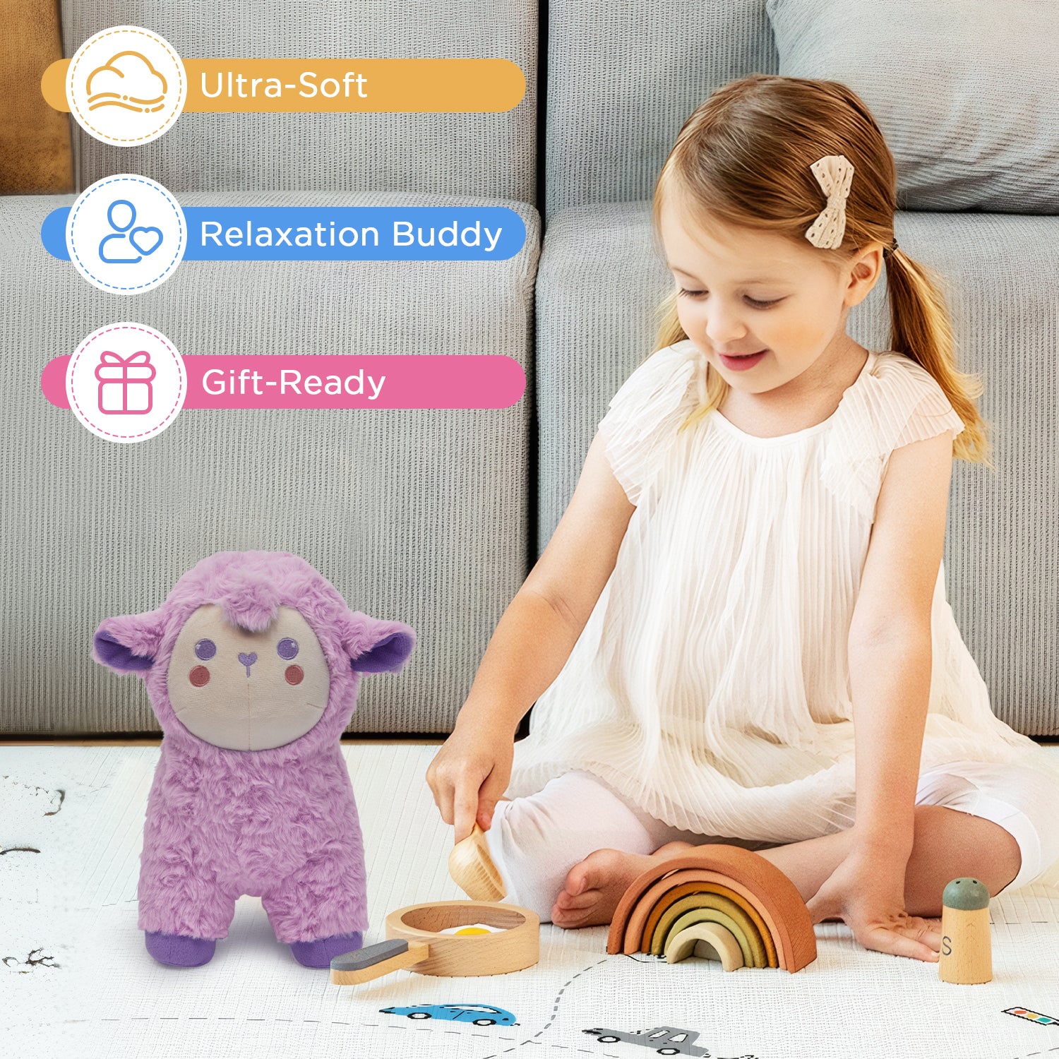 27CM OLAOLA Purple Sheep Stuffed Animal Plush Toy Soft Doll Pillow Plushies Birthday Christmas Gift