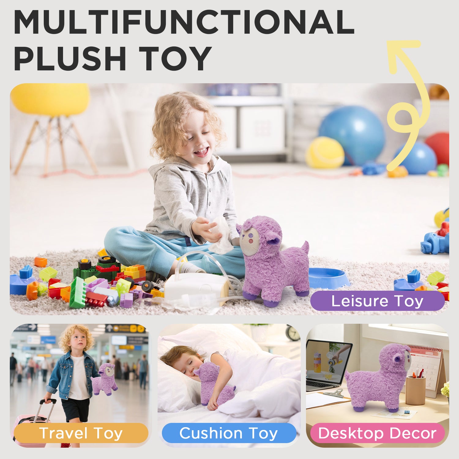 27CM OLAOLA Purple Sheep Stuffed Animal Plush Toy Soft Doll Pillow Plushies Birthday Christmas Gift