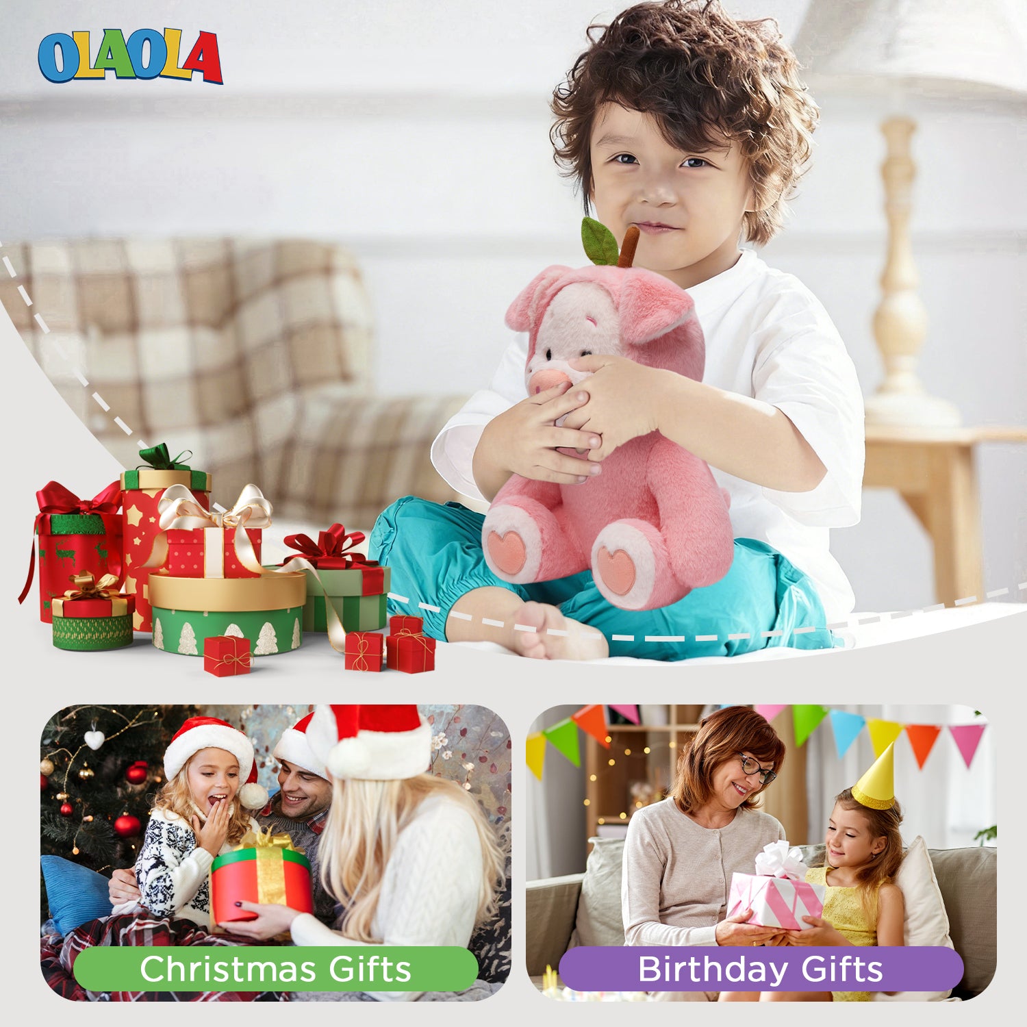 28CM OLAOLA Pink Peach Pig Original Plush Toys Soft Stuffed Dolls Animals Plushies Birthday Gift