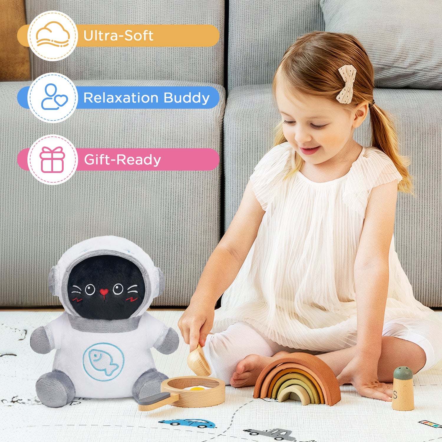 30CM OLAOLA Kawaii Spacesuit Black Cat Plush Toys Soft Stuffed Animals Dolls Pillow For Kids Adult Festival Gift