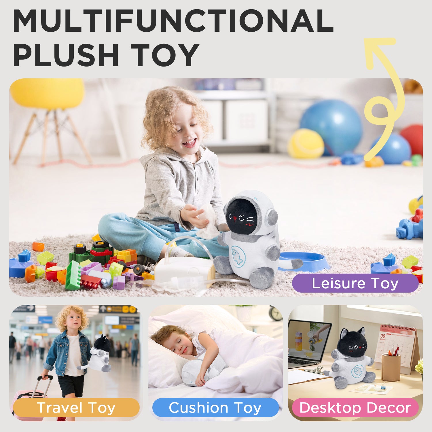 30CM OLAOLA Kawaii Spacesuit Black Cat Plush Toys Soft Stuffed Animals Dolls Pillow For Kids Adult Festival Gift