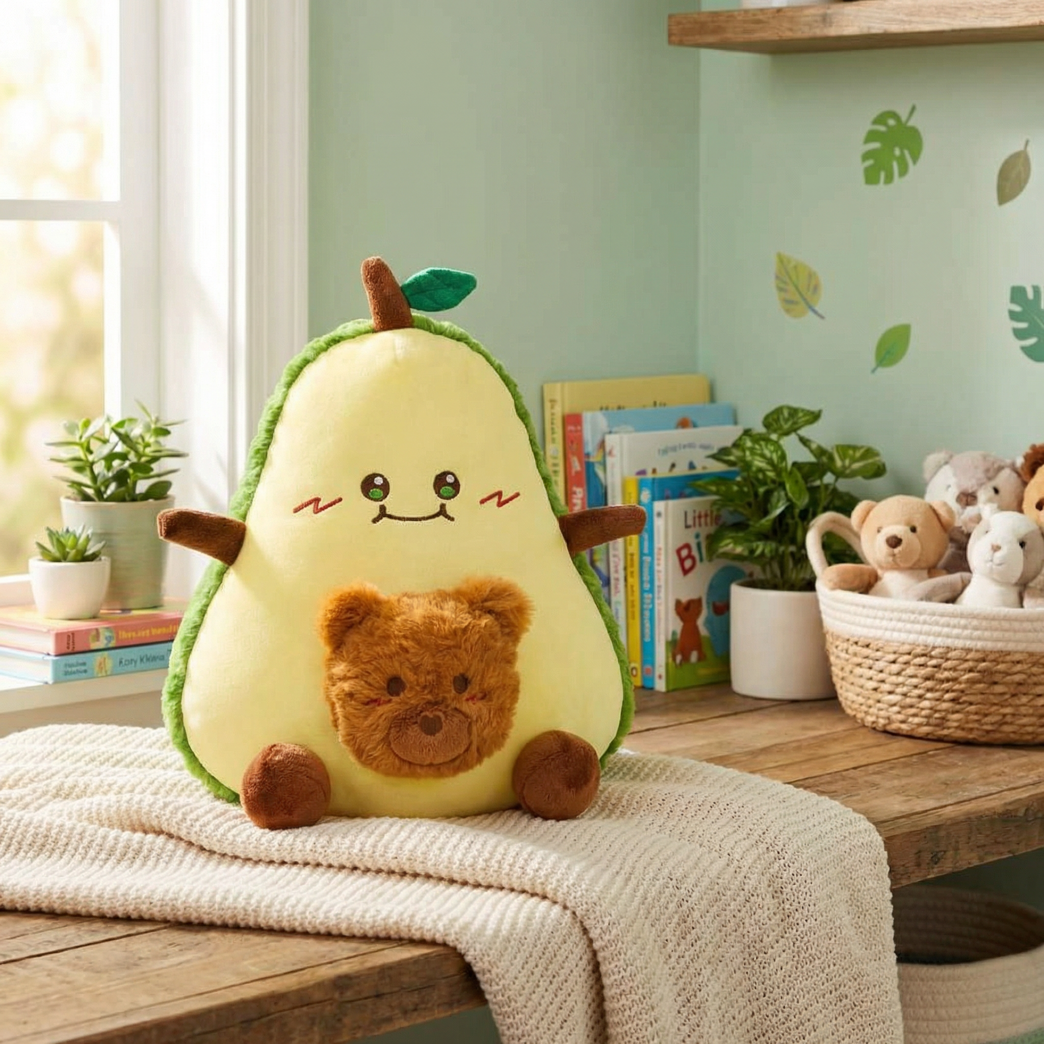 30CM OLAOLA Original Cute Avocado Bear Dolls Soft Stuffed Dolls Animals Food Plush Toys Plushies Birthday Gift