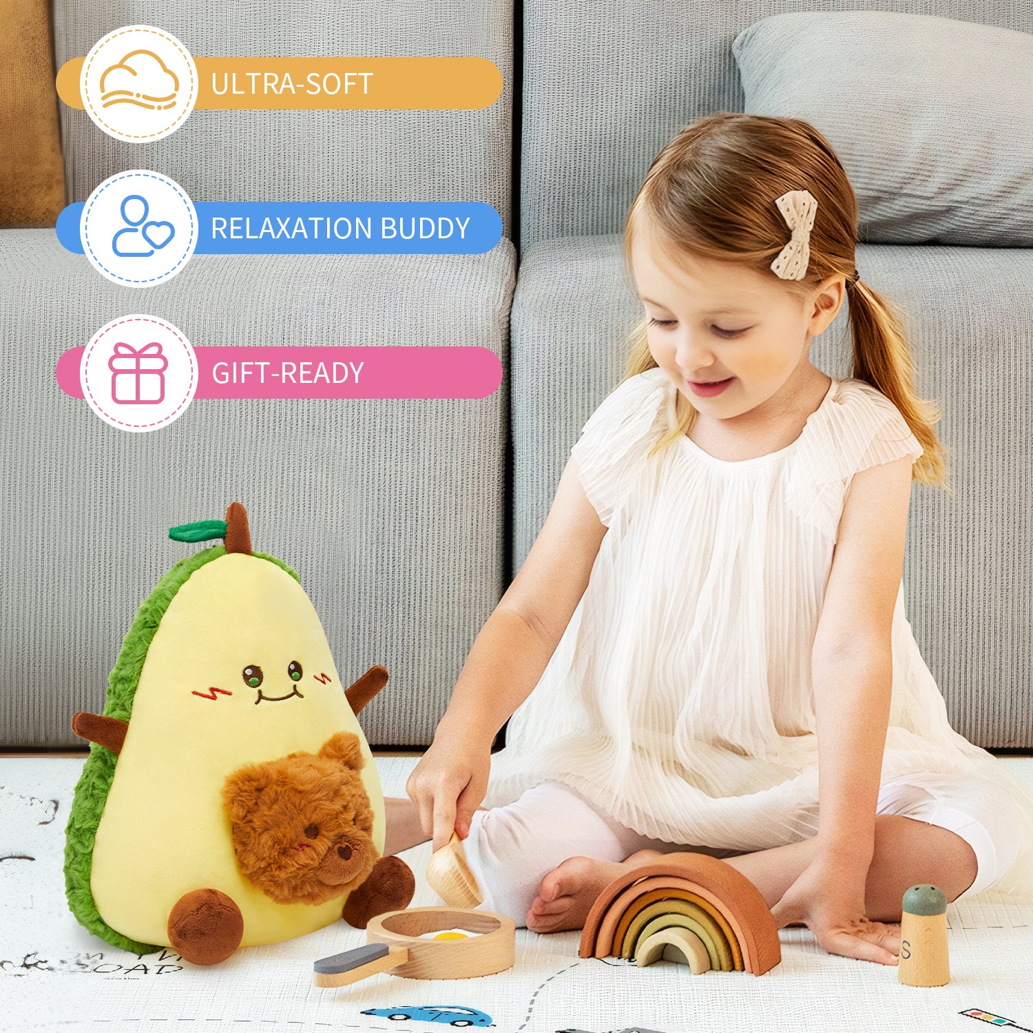 30CM OLAOLA Original Cute Avocado Bear Dolls Soft Stuffed Dolls Animals Food Plush Toys Plushies Birthday Gift