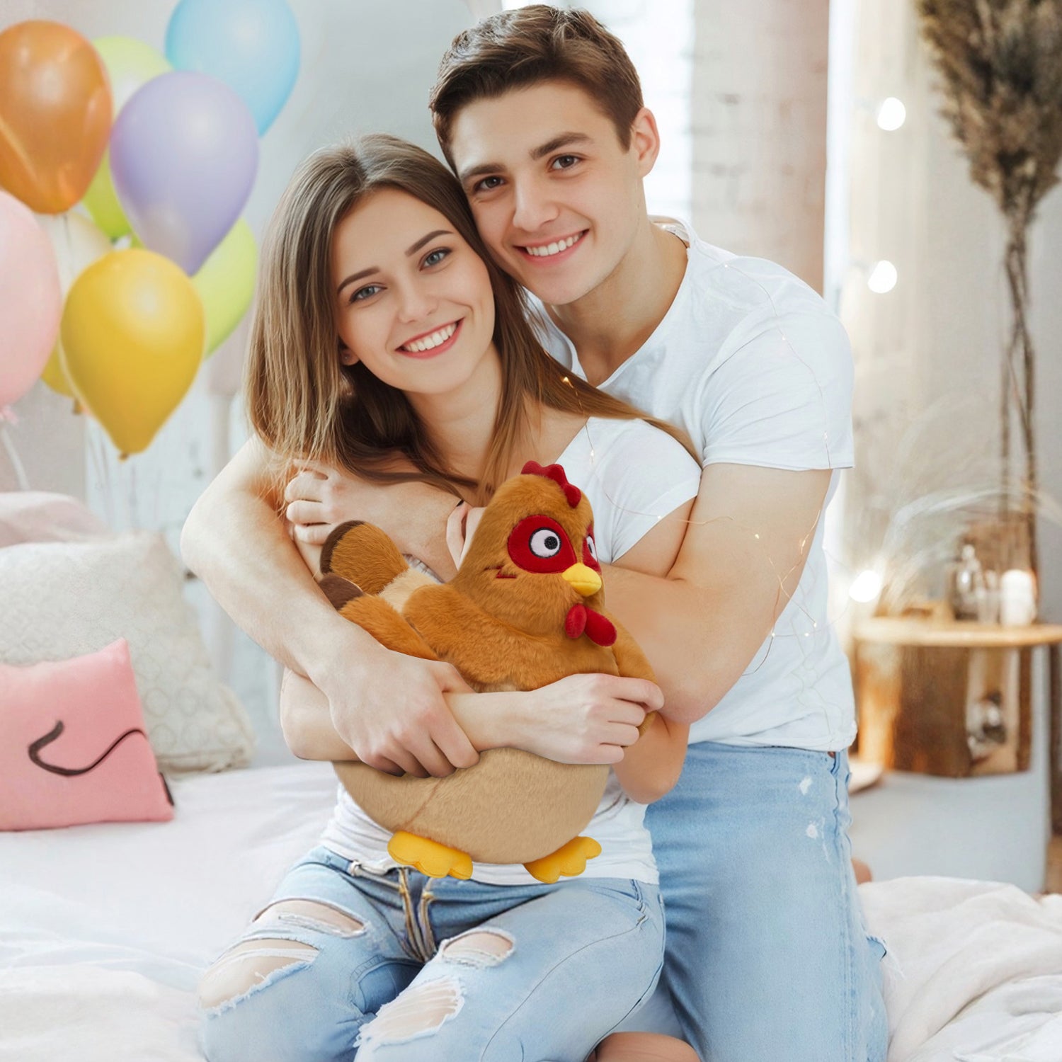 32CM OLAOLA Chicken Stuffed Animal Egg Laying Stuffed Chicken Toy For Kids Soft Plush Toy Doll Pillow Christmas Easter Gift