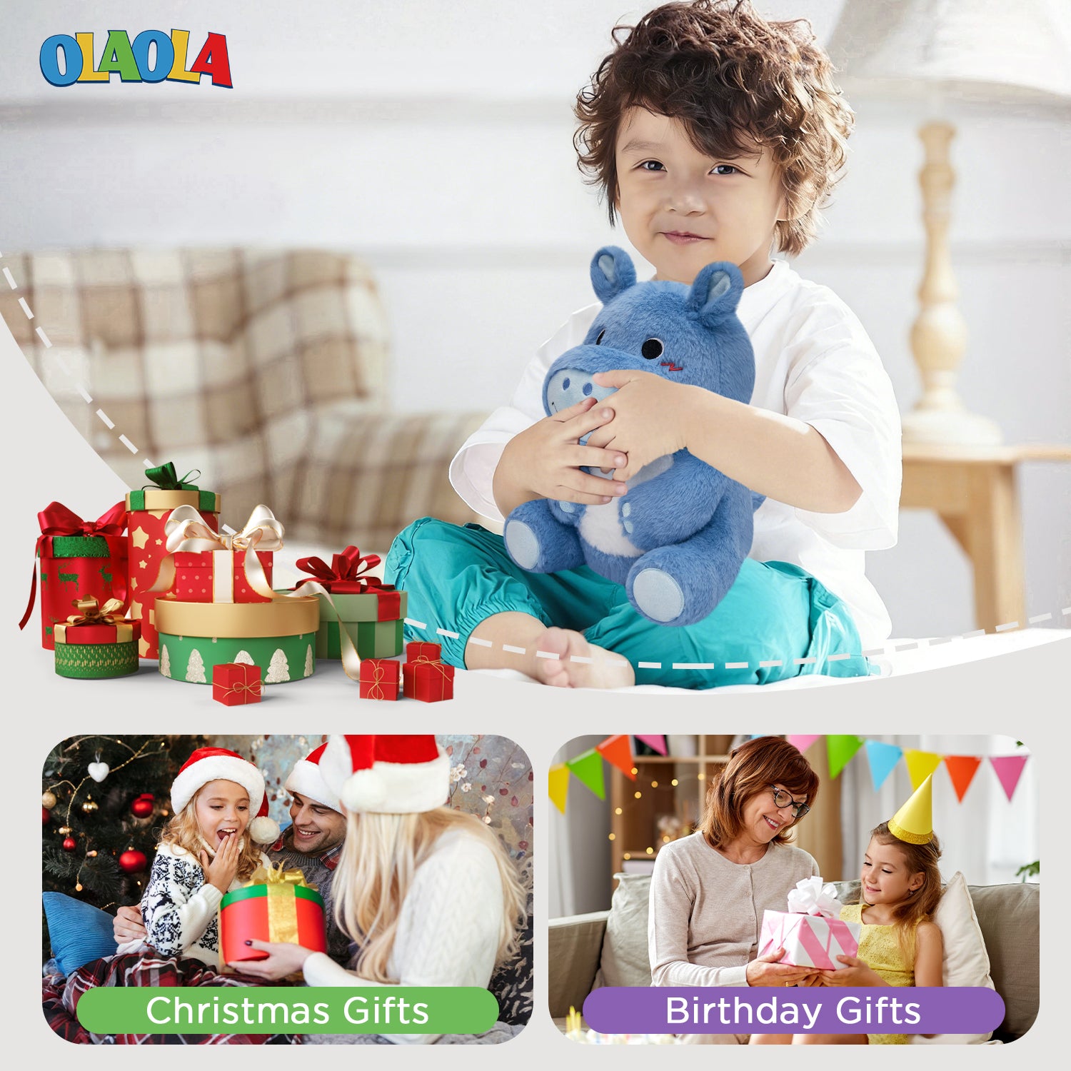 32CM OLAOLA Hippopotamus Original Plush Toys Soft Stuffed Dolls Animals Plushies Birthday Gift