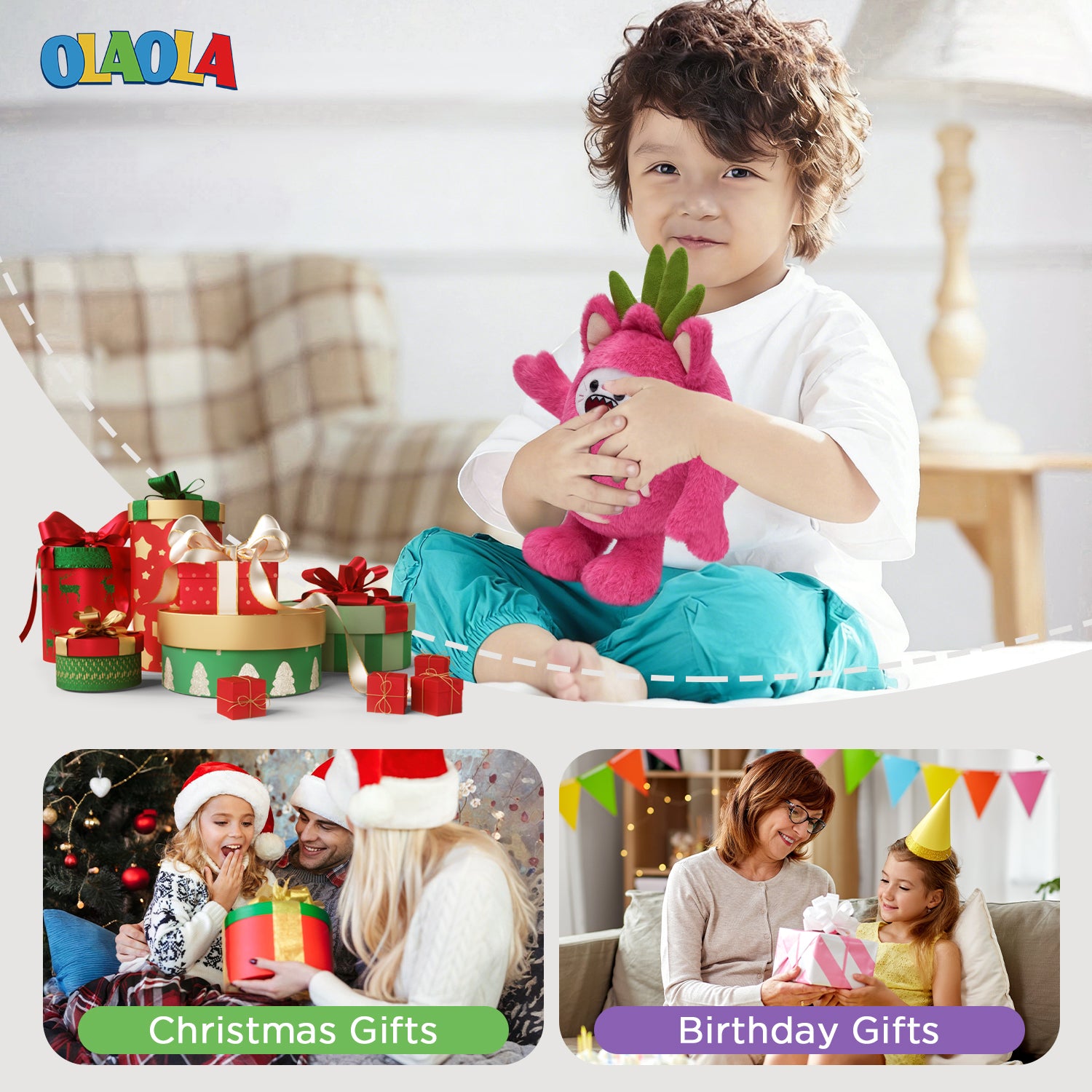 35CM OLAOLA Dragon Fruit Cat Pitaya Kitty Original Plush Toys Soft Stuffed Dolls Animals Plushies Birthday Gift