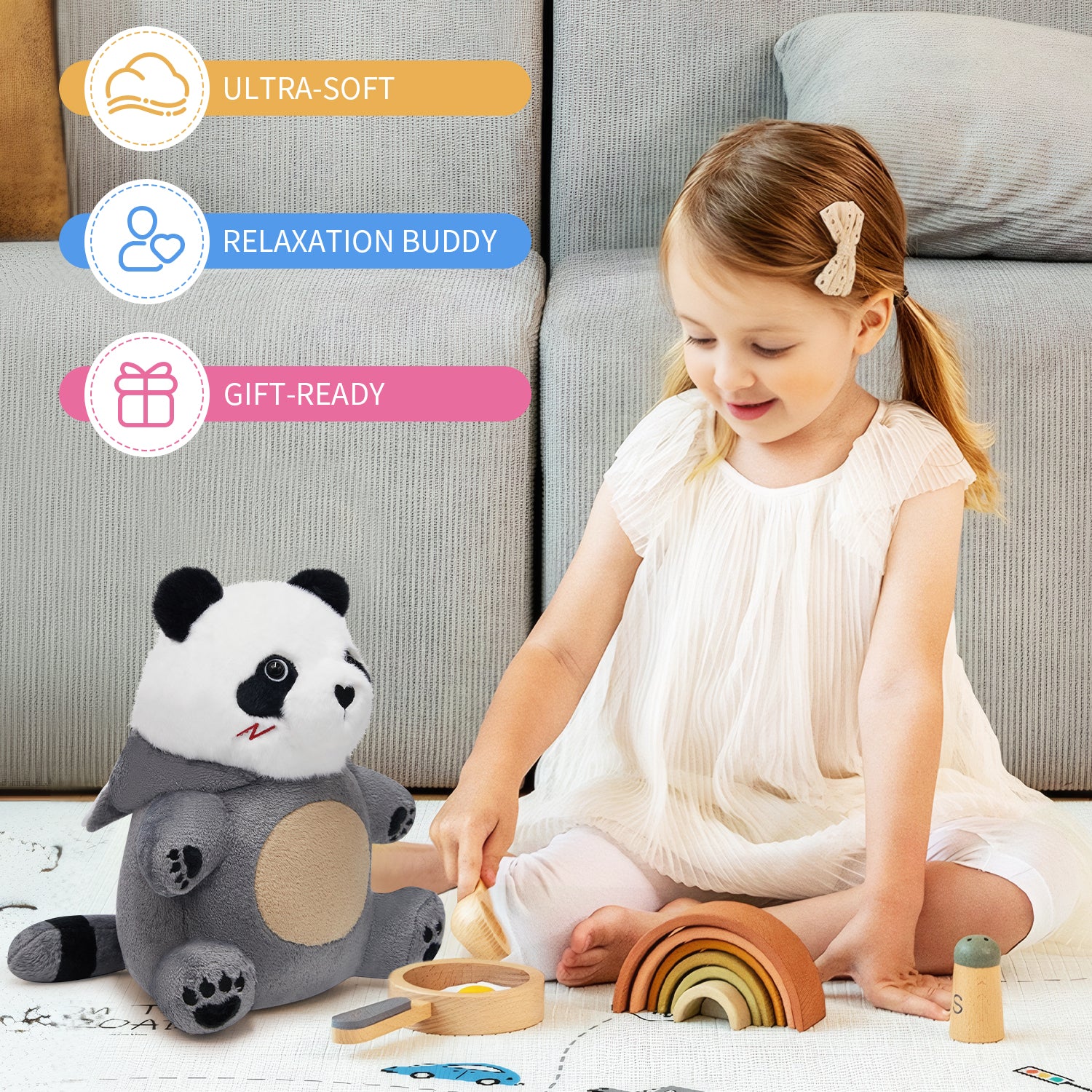 35CM OLAOLA Original Cute Panda Raccoon Pajamas Dolls Soft Stuffed Dolls Animals Plush Toys Plushies Birthday Gift