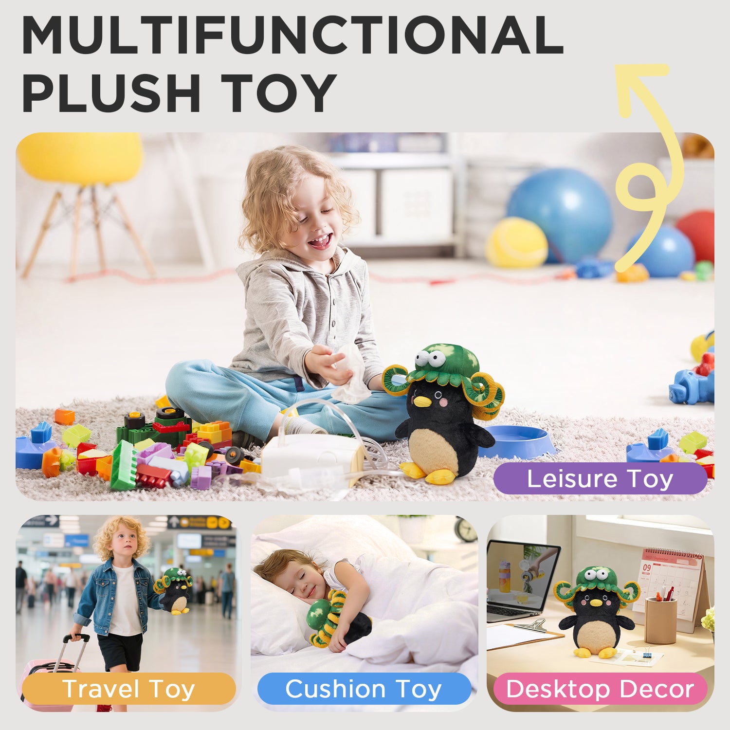 35CM OLAOLA Penguin Octopus Cosplay Plush Toys Cartoon Soft Stuffed Dolls Mascot Birthday Xmas Gift