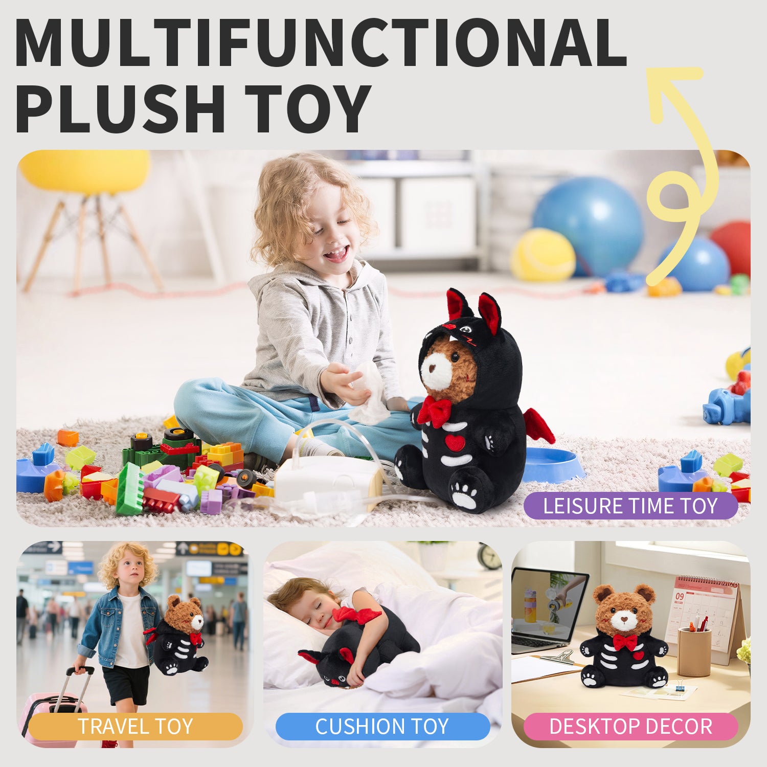 37CM OLAOLA Original Cute Bear Bat Pajamas Plushies Soft Stuffed Dolls Animals Toys Halloween Birthday Gift