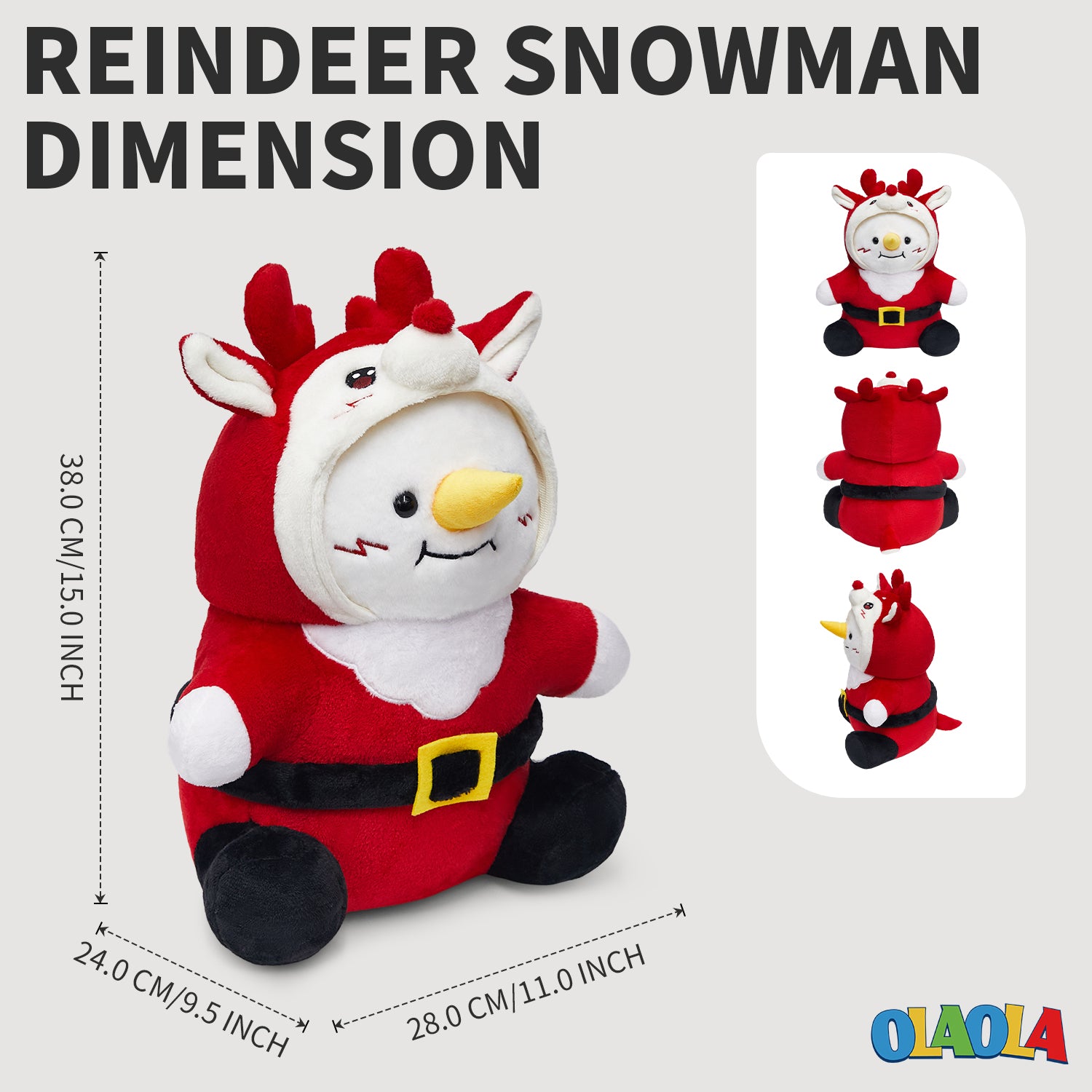 38CM OLAOLA Snowman With Reindeer Suit Plush Toys Plushies Soft Stuffed Dolls Animals Toys Christmas Birthday Gift