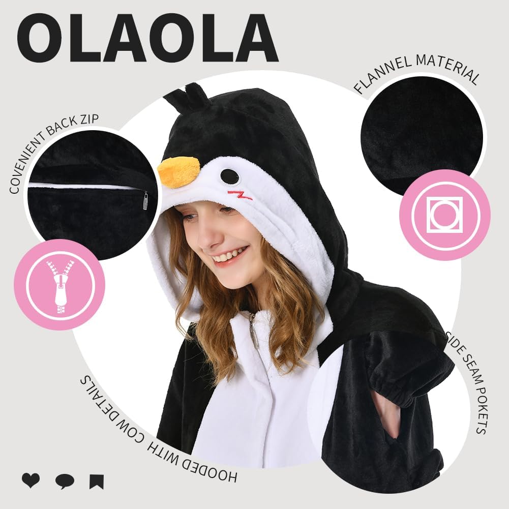 OLAOLA Unisex Adult Plush Penguin Animals Onesie Pajamas Warm Home One-Piece Sleepwear