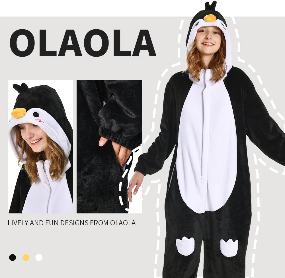 OLAOLA Unisex Adult Plush Penguin Animals Onesie Pajamas Warm Home One-Piece Sleepwear