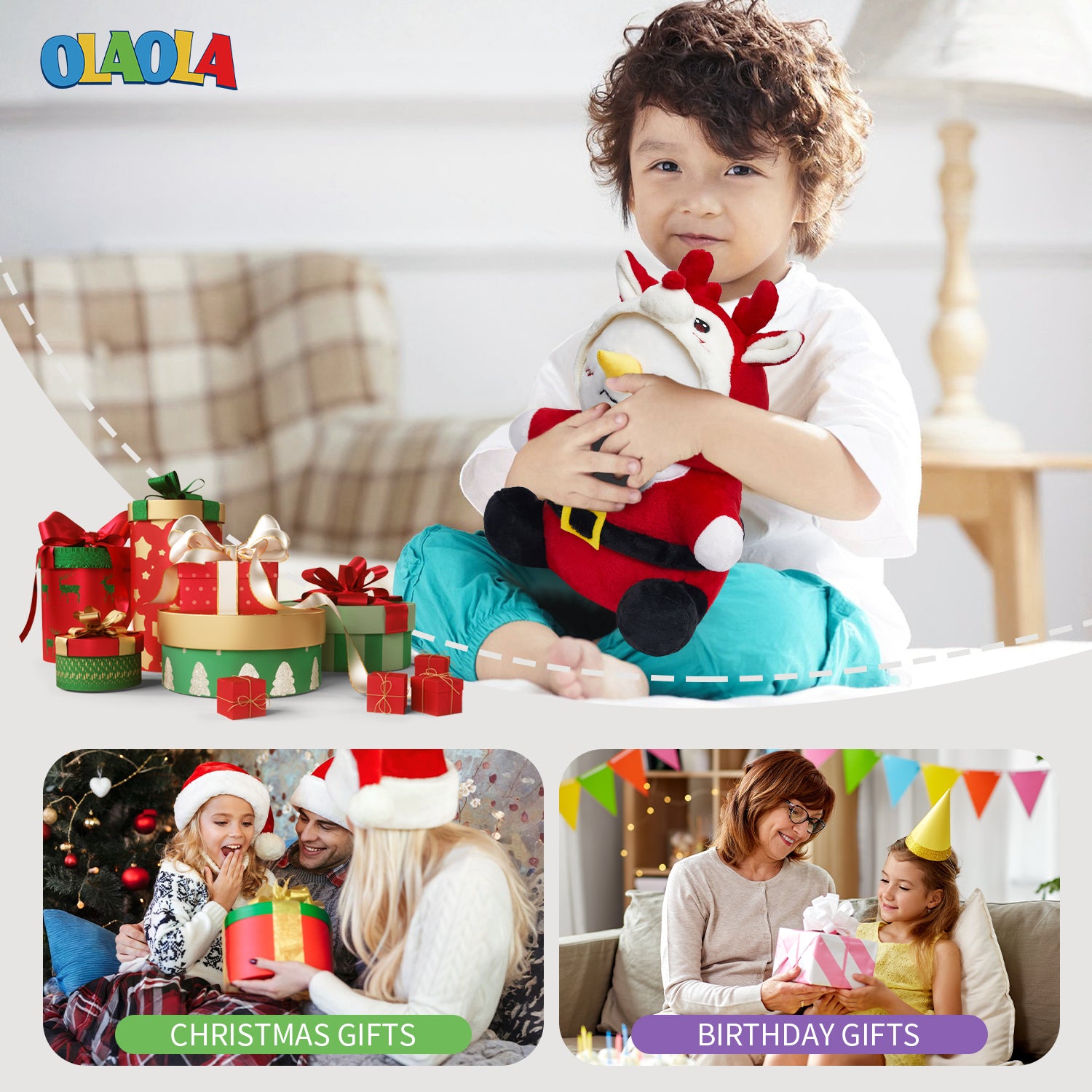 38CM OLAOLA Snowman With Reindeer Suit Plush Toys Plushies Soft Stuffed Dolls Animals Toys Christmas Birthday Gift