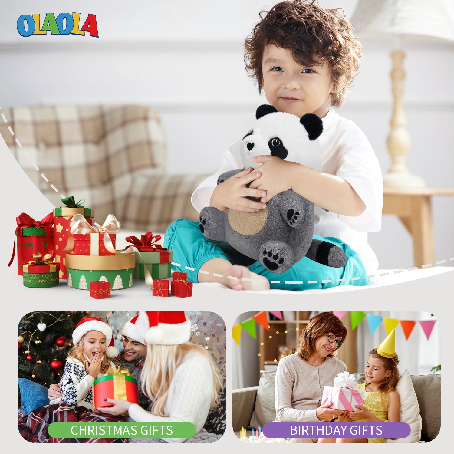 35CM OLAOLA Original Cute Panda Raccoon Pajamas Dolls Soft Stuffed Dolls Animals Plush Toys Plushies Birthday Gift