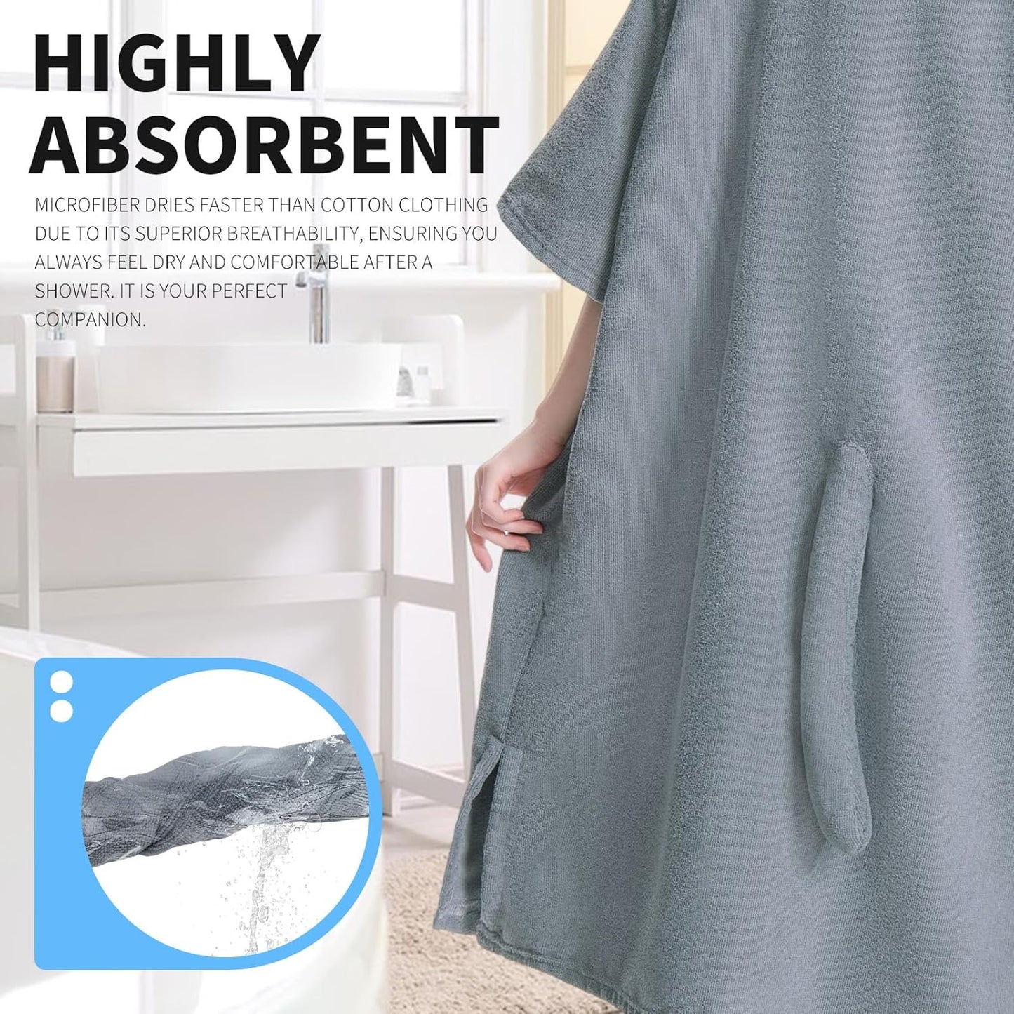 OLAOLA Unisex Adult Gray Cat Animal Beach Towels Blanket Plush Soft Absorbent Microfibre Outdoor Swim Cover Up Robe