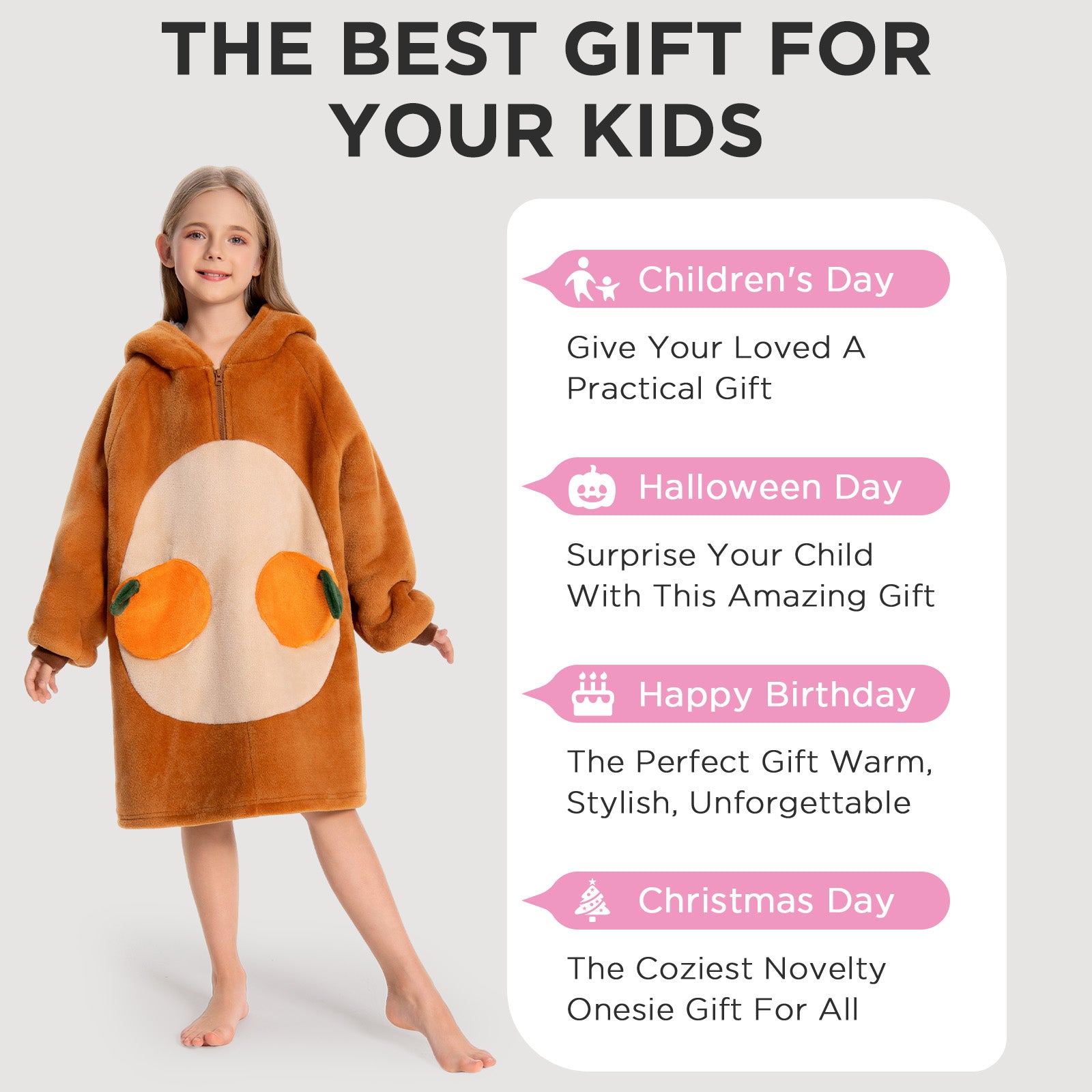 Kids OLAOLA Capybara Wearable Blanket Hoodie Oversized Animal Hooded Blanket Soft Warm Cozy Sherpa Fleece Sweatshirt