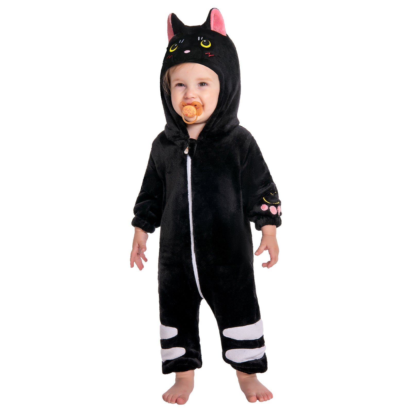 OLAOLA Baby Black Cat Pajamas Animal Onesie Toddler Romper Plush Dress Up Infant Outfits Halloween Suit