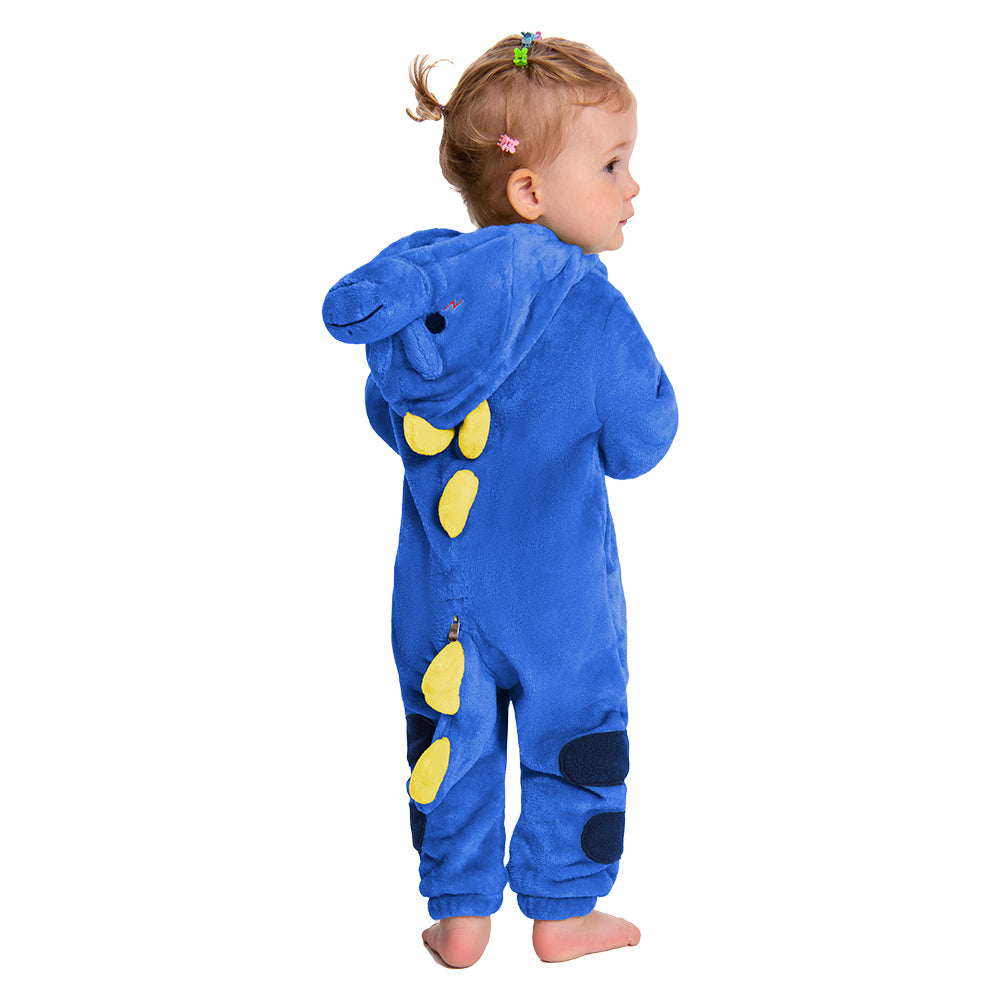 OLAOLA Baby Blue Dinosaur Pajamas Animal Onesie Toddler Romper Plush Dress Up Infant Outfits Flannel Costume Halloween Christmas Suit