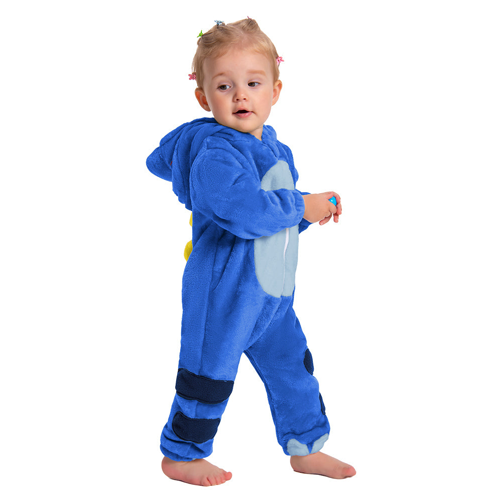 OLAOLA Baby Blue Dinosaur Pajamas Animal Onesie Toddler Romper Plush Dress Up Infant Outfits Flannel Costume Halloween Christmas Suit