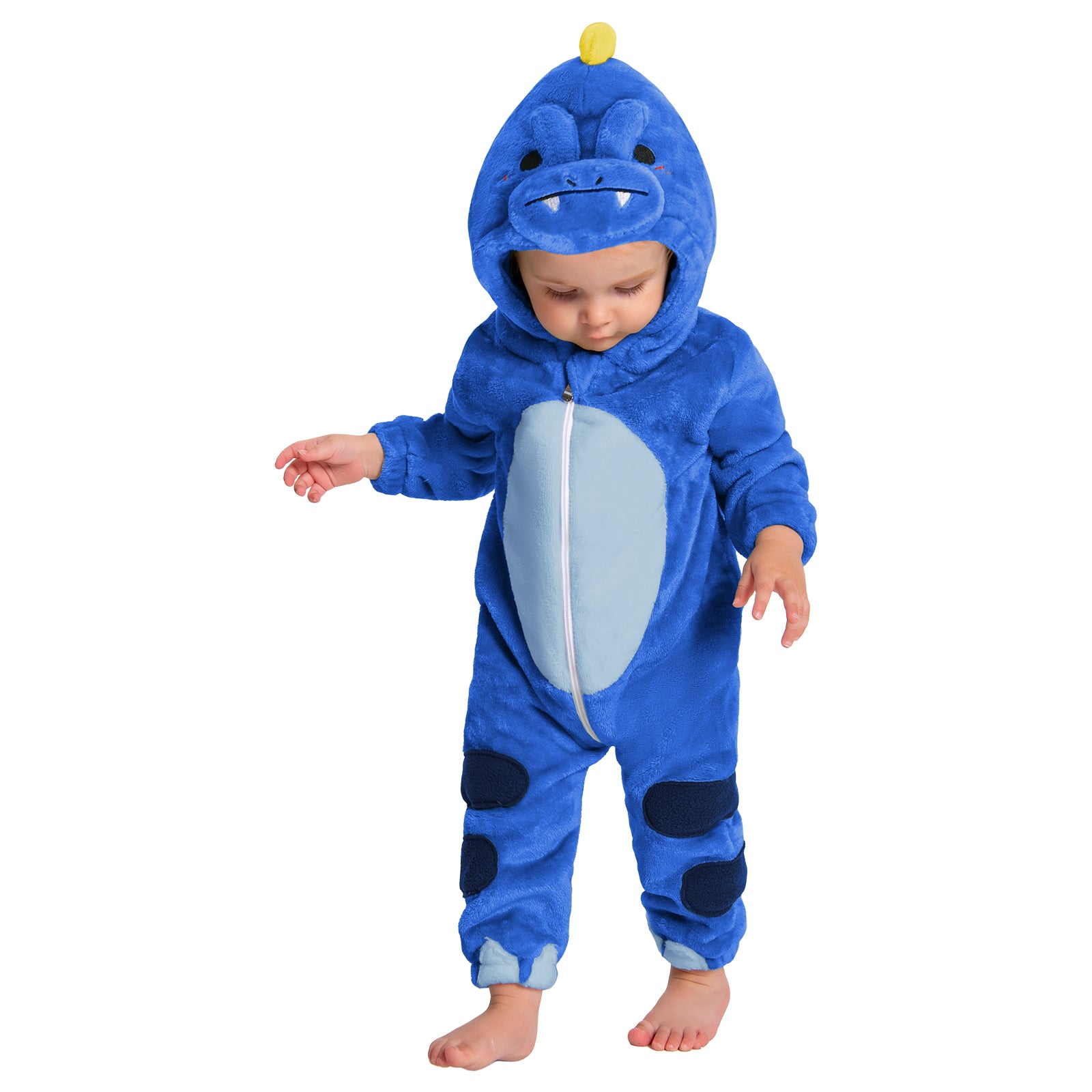 OLAOLA Baby Blue Dinosaur Pajamas Animal Onesie Toddler Romper Plush Dress Up Infant Outfits Halloween Suit