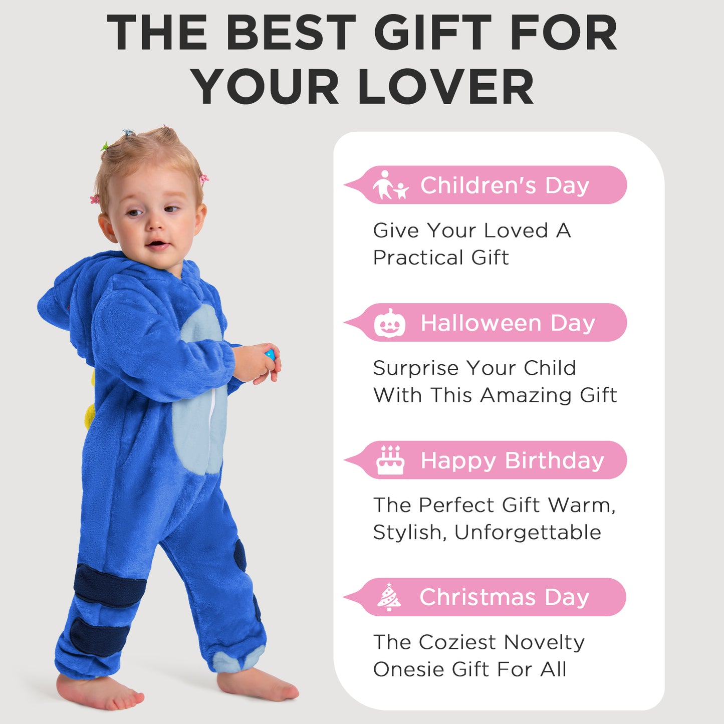 OLAOLA Baby Blue Dinosaur Pajamas Animal Onesie Toddler Romper Plush Dress Up Infant Outfits Halloween Suit